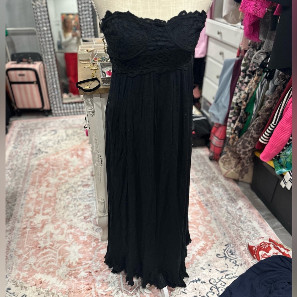 Black strapless free people maxi dress